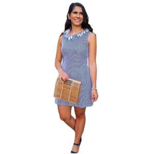 Sailor Sailor Blue Striped Ruffle Trim Cricket Dress Size Small